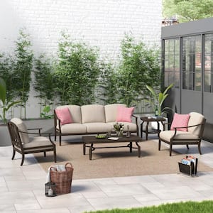 Tamarin 5-Piece Aluminum Outdoor Conversation Set with Echo Dune Sunbrella Cushions