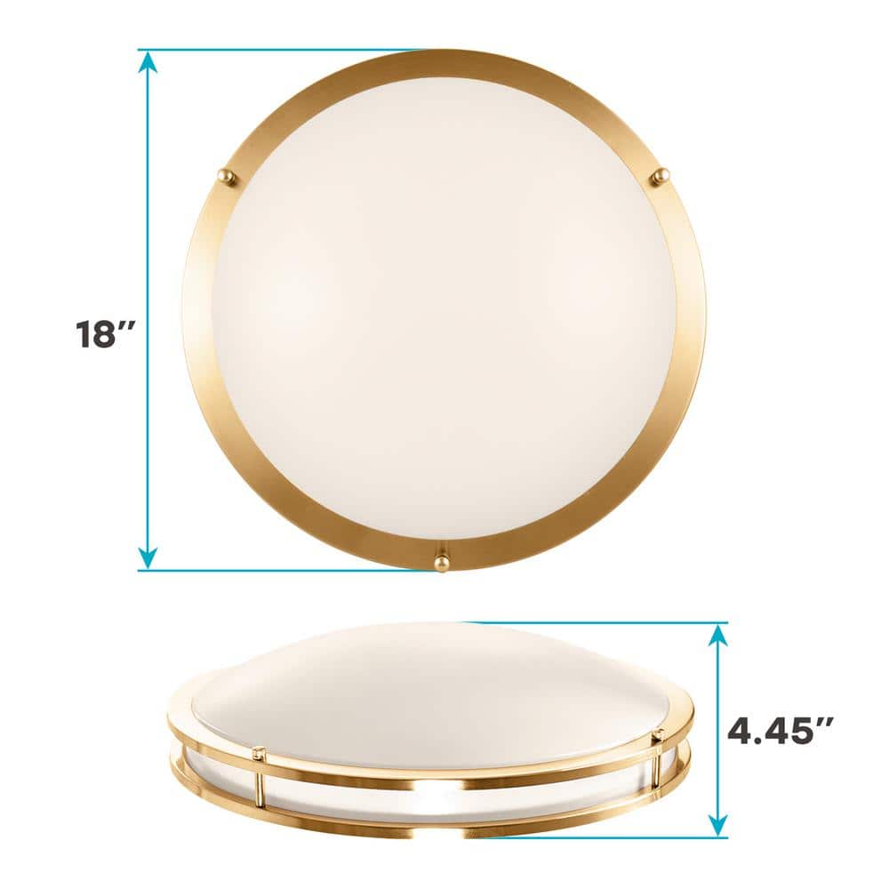 Elegant 18" Brushed Brass LED Ceiling Light with Color Select Feature