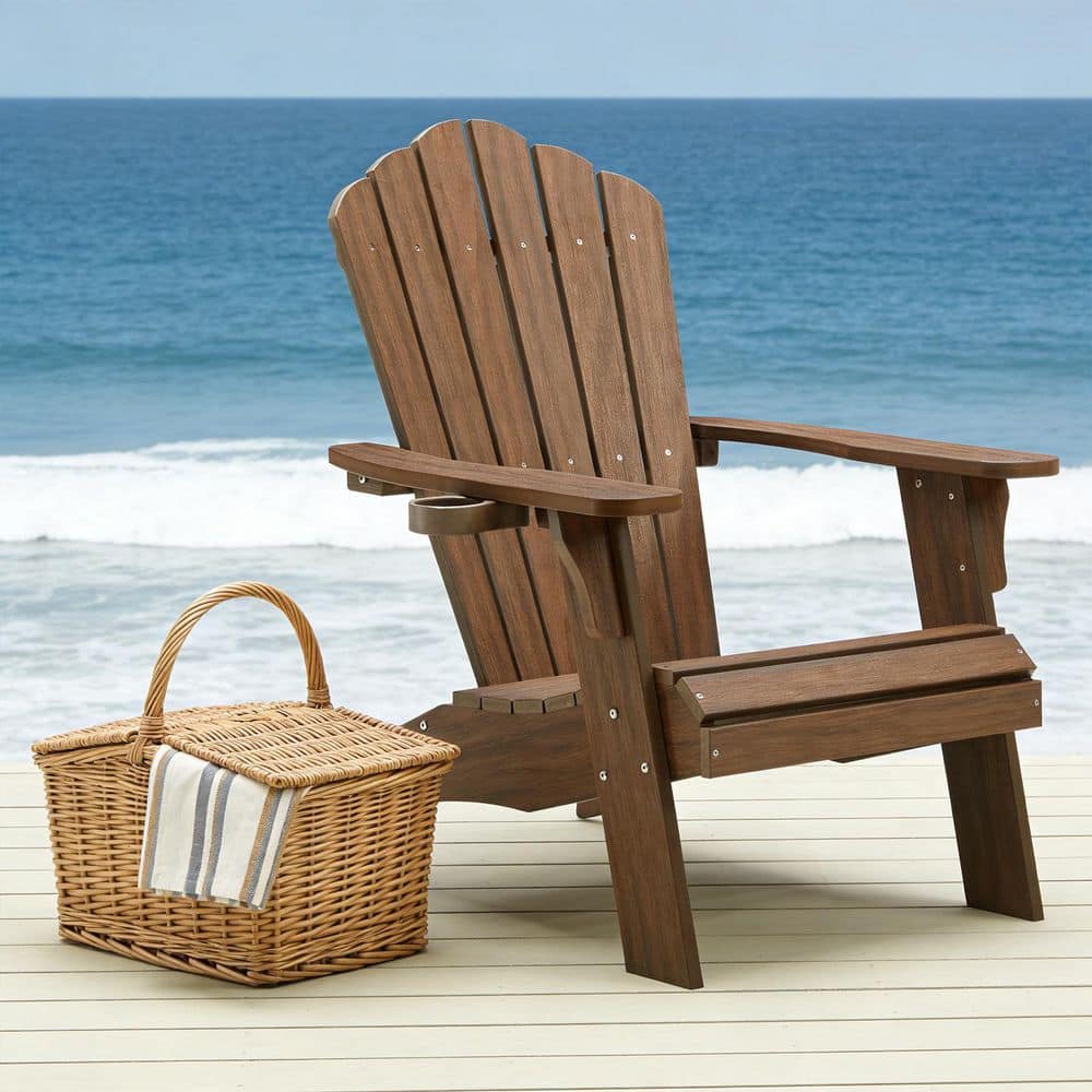 Eongdn Light Brown Oversized Adirondack Chair Fire Pit Chair with