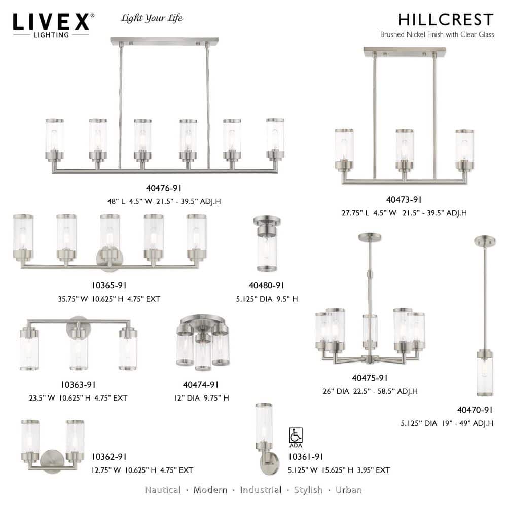Brushed Nickel Mini Pendant with Clear Glass Shade