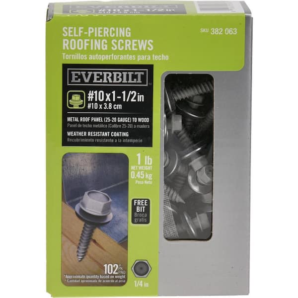 5-Pack #10 x 1-1/2 in. Hex Washer Head Self-Piercing Sheet Metal Screw with Neoprene Washer (5 lbs. / 510-Piece)