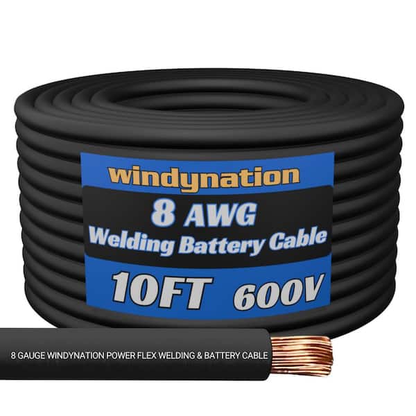 WindyNation 8-Gauge 10 ft. Black Welding Cable