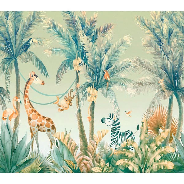 Jungle Jamboree Green Wall Mural