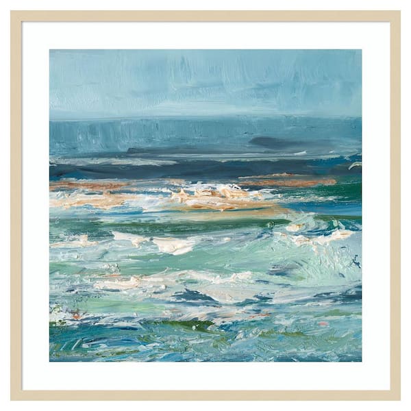 Amanti Art Pacific Whitecaps II by Ethan Harper 33 in. W x 33 in. H. Wood Framed Wall Art Print Framed in Brown