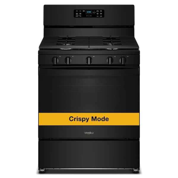 30 in. 4 Burners Freestanding Gas Range in Black with Crispy Mode and Griddle Zone
