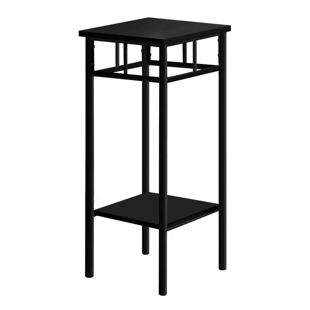 12 in. Black Square MDF End Table Bottom Shelf