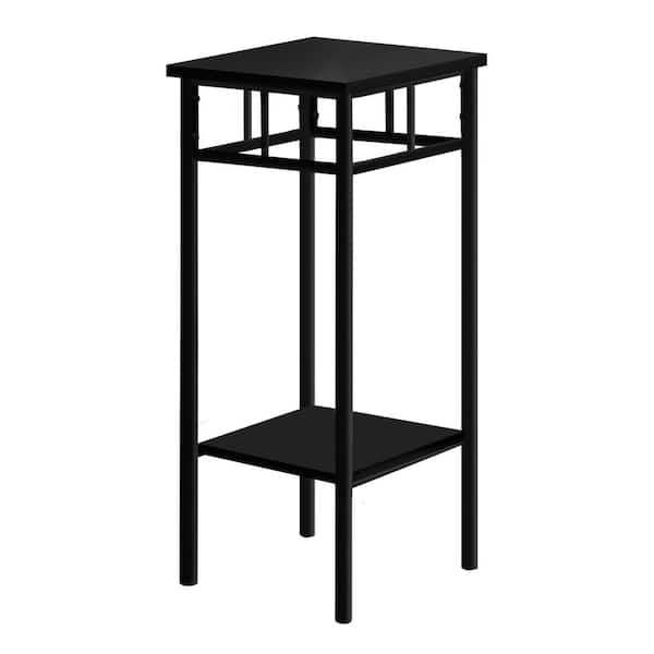 Unbranded 12 in. Black Square MDF End Table Bottom Shelf