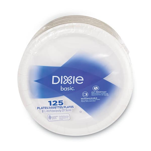DIXIE 8.5 in. White Disposable Paper Dinnerware Plates (125 Per Case)  DXEDBP09W - The Home Depot