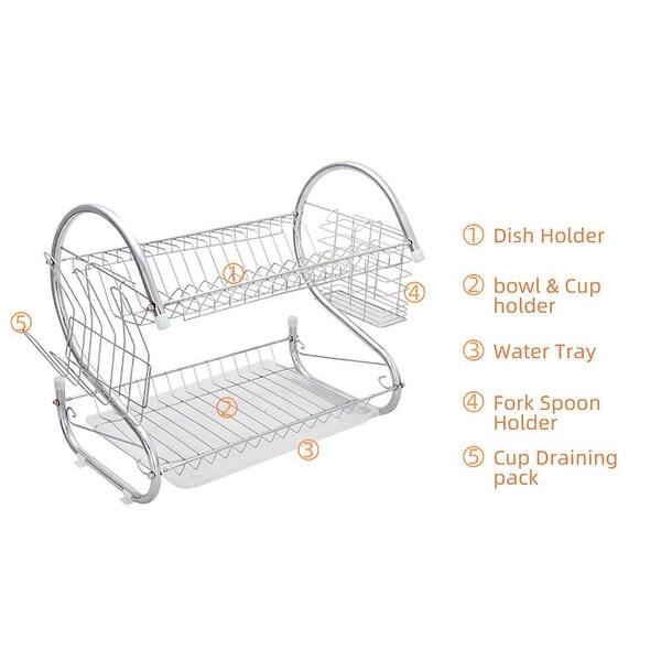Multifunctional S-Shaped Dual Layers Dish Racks Bowls and Dishes and  Chopsticks and Spoons Collection Shelf Dish Drainer LNN-SY110503348 - The  Home Depot