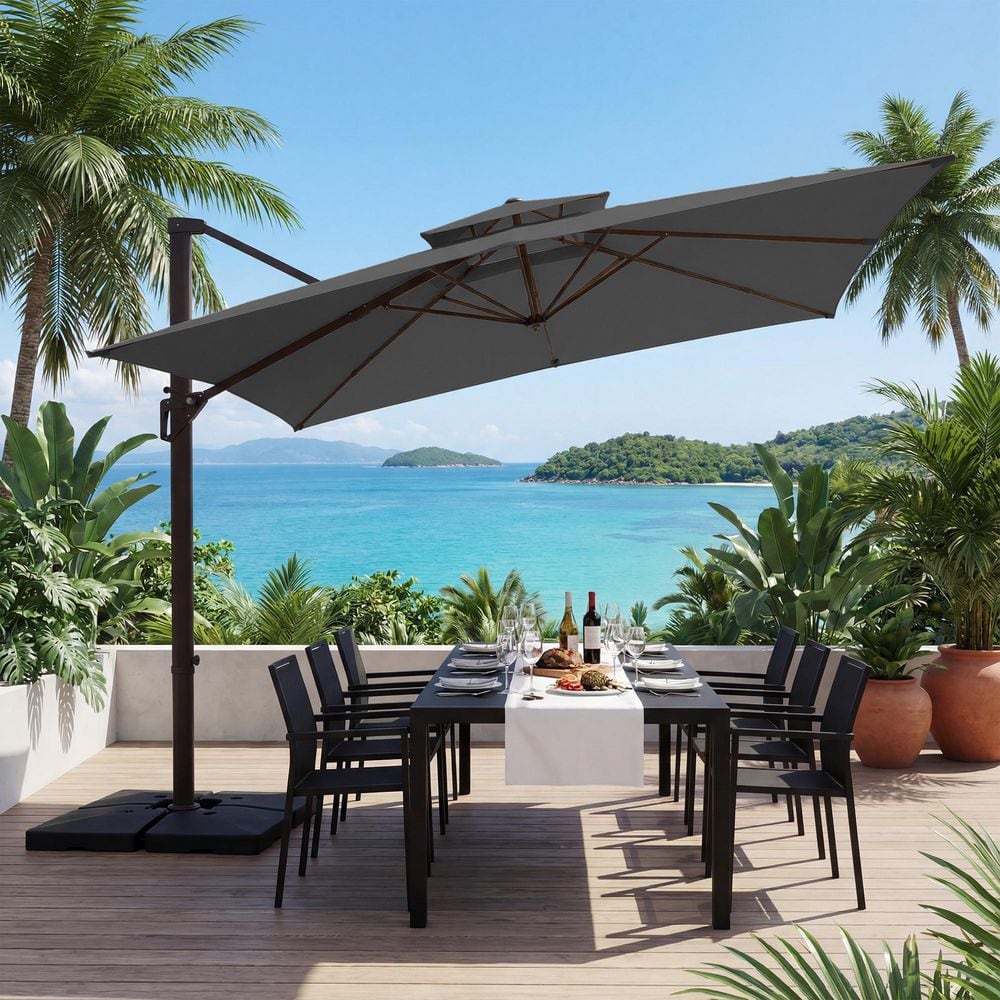adjustable patio umbrella canary Kozyard 10 ft Cantilever (4 Color Options) Beige lift operation Treasure Garden 13' Octagon AKZP