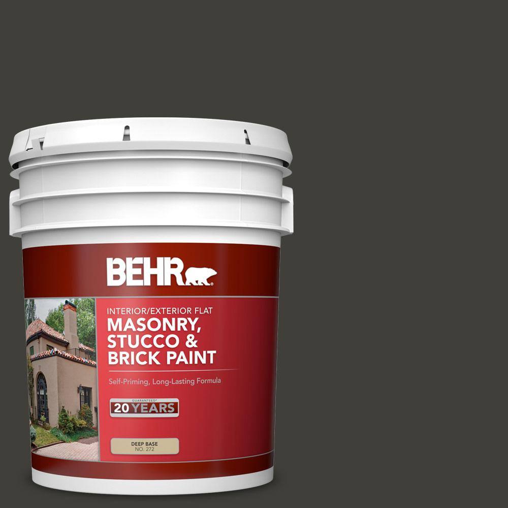 5 gal. #S-H-790 Black Suede Flat Interior/Exterior Masonry, Stucco and Bric