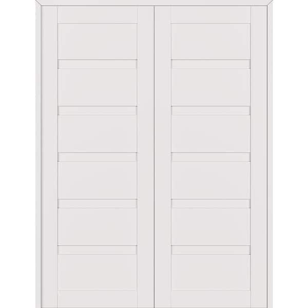 Louver 60 in. x 83.25 in. Both Active Snow White Wood Composite Double Prehung Interior Door