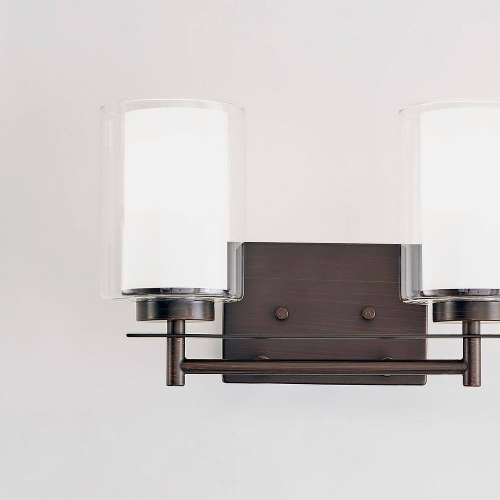 Elmwood Park Satin Etched Glass 2-Light Bronze Wall Sconce