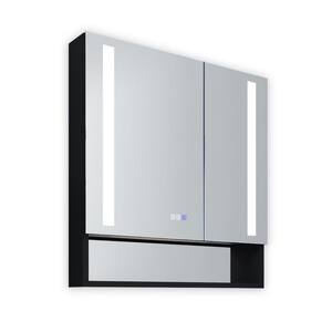 30 in. W x 32 in. H Large Rectangular Matte Black (3032) Recessed or Surface Mount LED Medicine Cabinet with Mirror