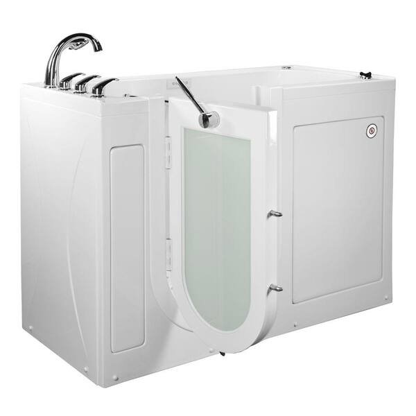 Ella 60 in. Lounger Acrylic Walk-In Whirlpool and Air Tub in White, RH Outward Door,Digital Control, Heated Seat,Faucet