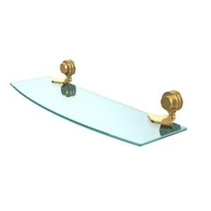 Venus 18 in. L x 2 in. H x 5 in. W Clear Glass Bathroom Shelf with Dotted Accents in Unlacquered Brass