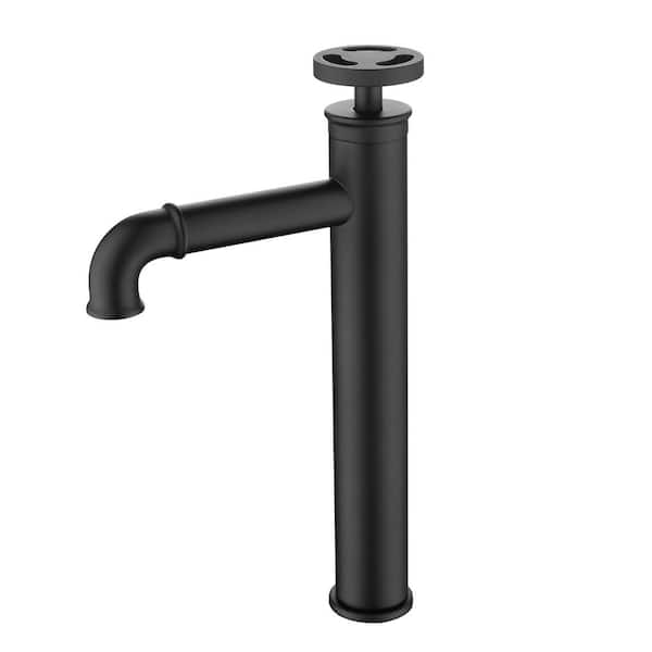 FLG Single Handle Bathroom Vessel Sink Faucet Single Hole Modern Brass High Tall Faucets in Matte Black