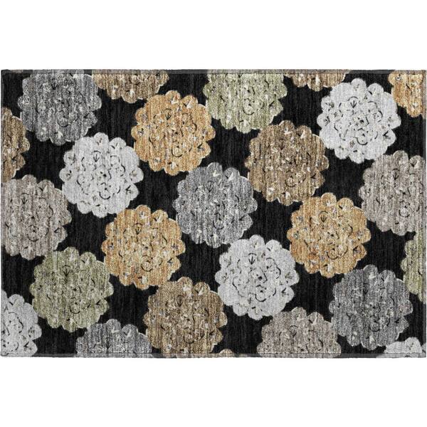 Mayfield Premium Machine Washable Abstract AMF2353 Black 2 ft. x 3 ft. Accent Rug