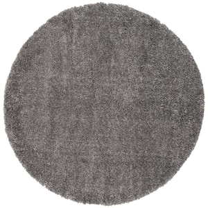 Fontana Shag Silver 7 ft. x 7 ft. Solid Round Area Rug
