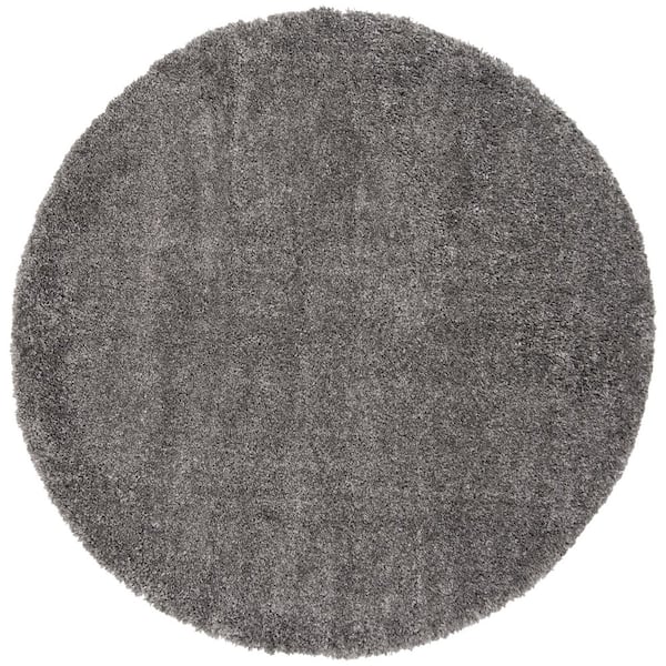 SAFAVIEH Fontana Shag Silver 7 ft. x 7 ft. Solid Round Area Rug