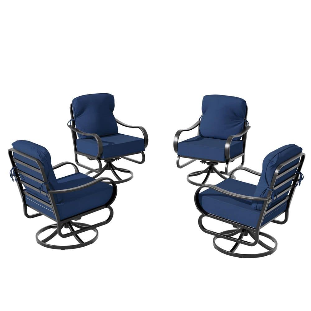 4-Piece Patio Metal Frame Outdoor Rocking Chair with Thick and Plump Blue Cushions price history on PriceWatchPro