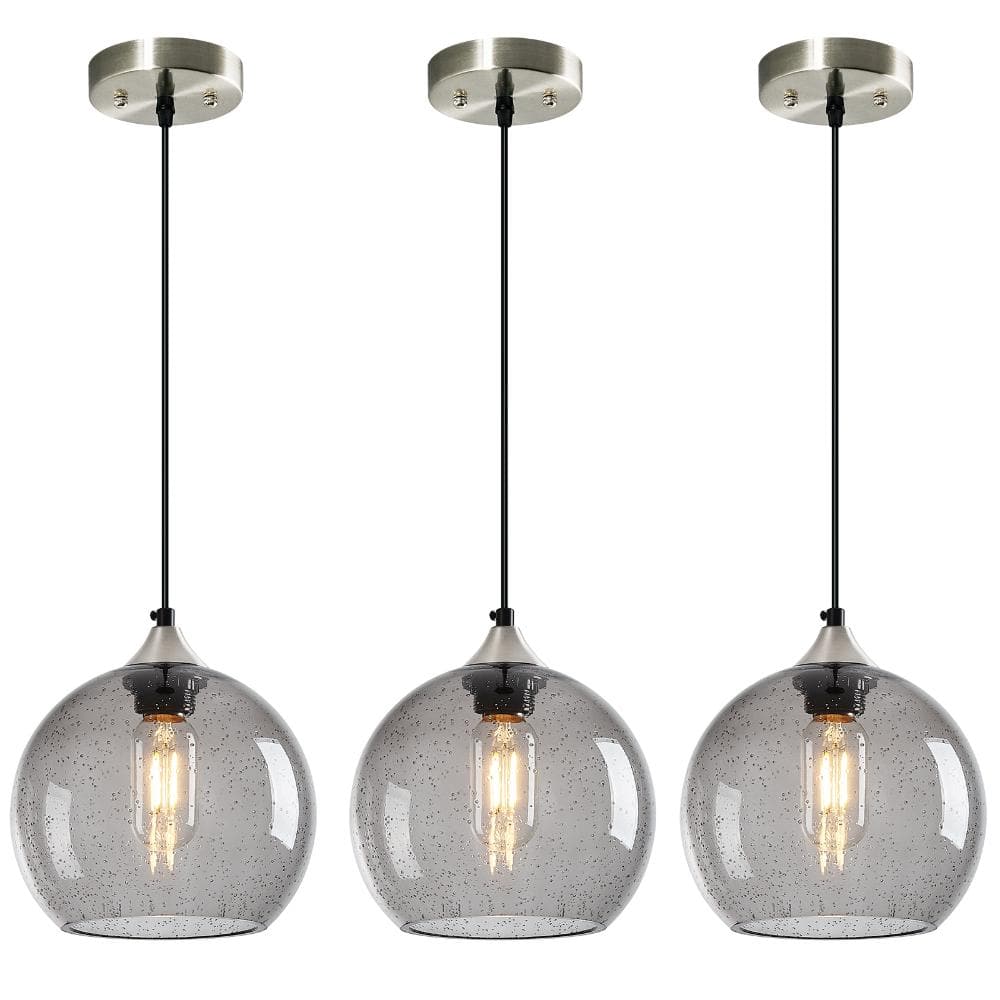 60w 3-Light Grey Glass Pendant Lights for Kitchen Island Bedroom Living Dining Room price history on PriceWatchPro