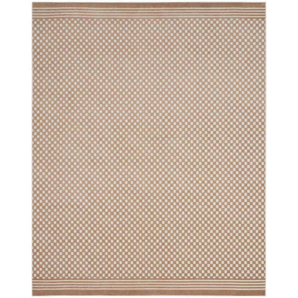 Nourison Casual Brown 8 ft. x 10 ft. Checker Contemporary Area Rug ...