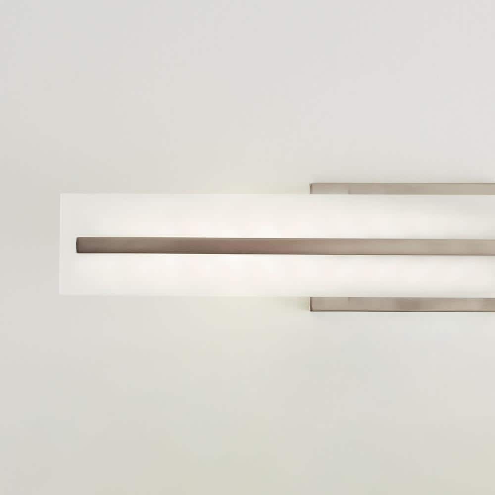 Modern Brushed Nickel 2-Light Bath Vanity with Satin Etched Glass