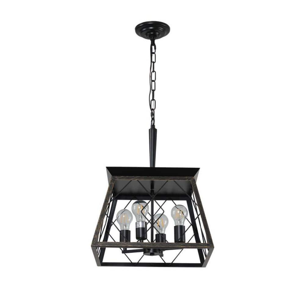 Farmhouse 4-Light Gold and Black Island Square Chandelier for Kitchen, Living Room, Dining Room with No Bulbs Included price history on PriceWatchPro