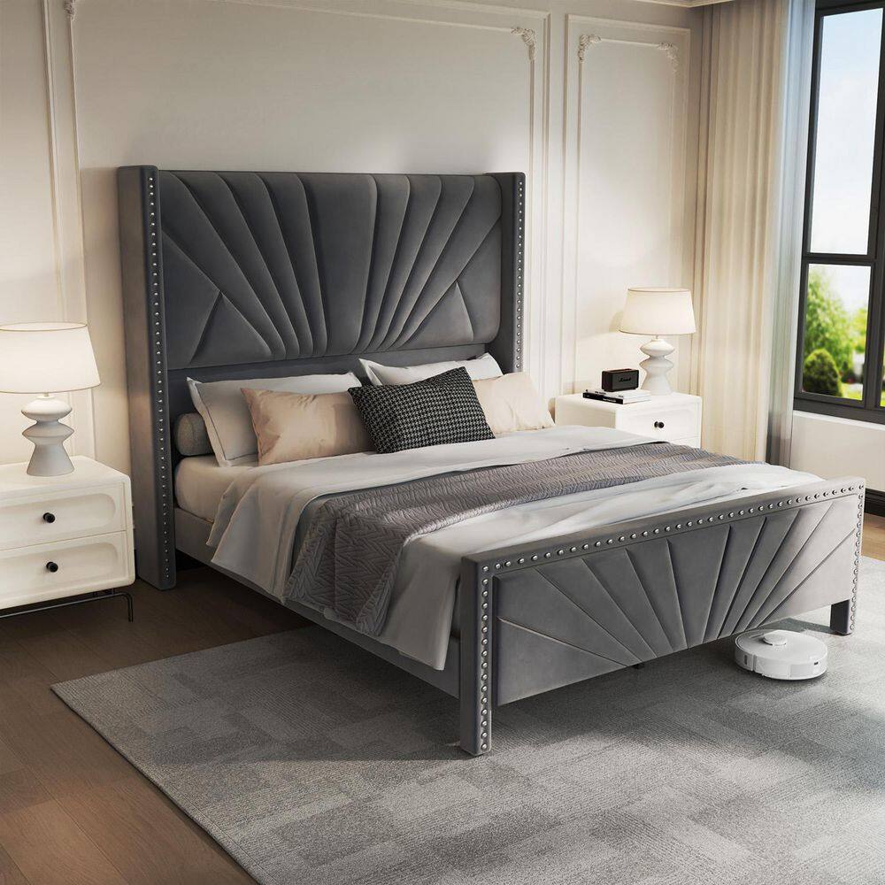 Gray MDF Frame Queen Size Platform Bed price history on PriceWatchPro