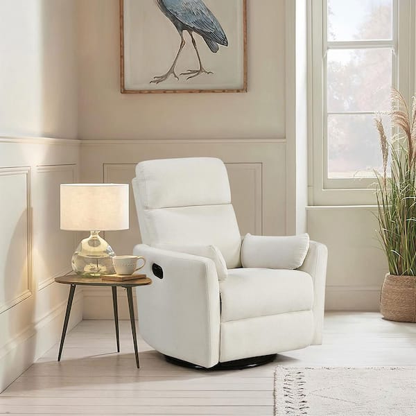 Lazzara Hadley Beige Microfiber Manual Swivel Glider Recliner
