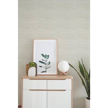 Cream Luxe Faux Grasscloth Peel and Stick Vinyl Wallpaper Roll
