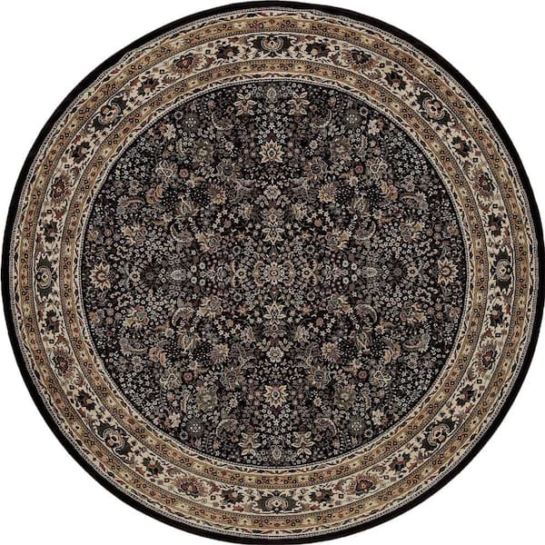 6 ft. Round Gold, Ivory Medallion Washable Area Rug