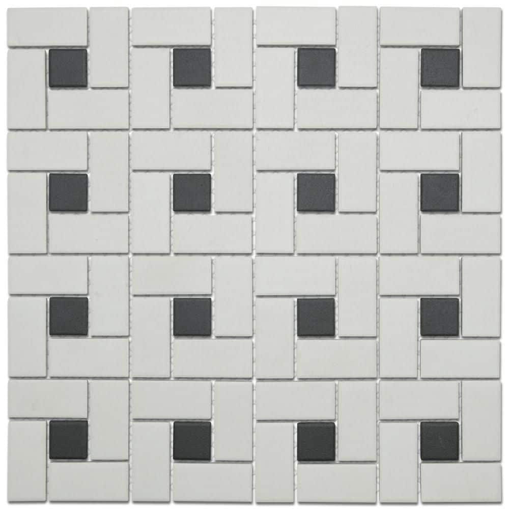 Gotham Spiral Unglazed White with Black Dot 12 in. x 12 in. Porcelain Floor and Wall Mosaic Tile (9.8 sq. ft. /Case) price history on PriceWatchPro