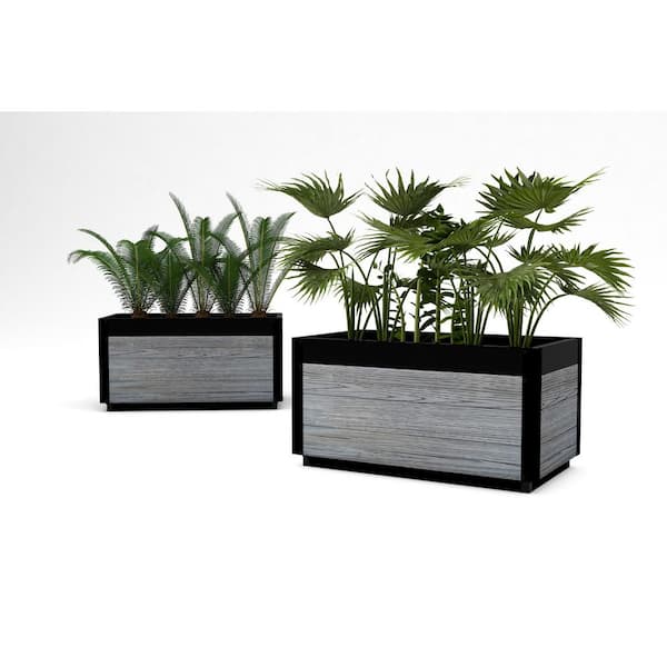 Delta 30 in. L x 17 in. W x 15 in. H Gray PVC Modern Planter, 2-pack