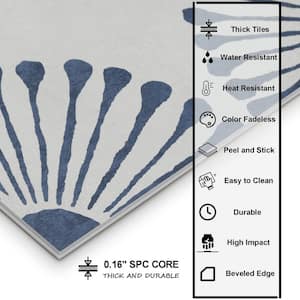 Patterned Blue 9 in. x 9 in. Sun Flower SPC Peel and Stick Backsplash Wall and Floor Tile (16-Pack)