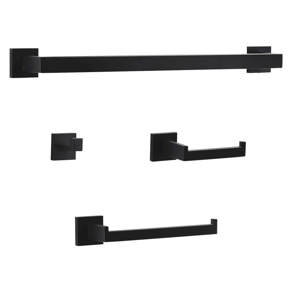 ALEASHA 4Piece Bath Hardware Set with Mounting Hardware in Matte Black