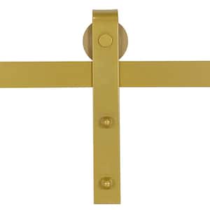 72 in. Classic Gold Bent Strap Barn Style Sliding Door Track and Hardware Set
