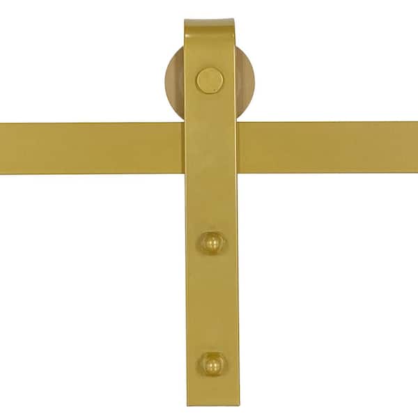CALHOME 72 in. Classic Gold Bent Strap Barn Style Sliding Door Track and Hardware Set