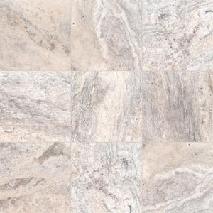 Silver 16 in. x 16 in. Square Tumbled Travertine Paver Tile (1.78 sq. ft.)