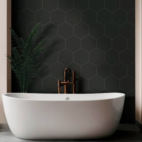 MSI Take Home Tile Sample - Glassel Nero Hexagon 4 in. x 4 in