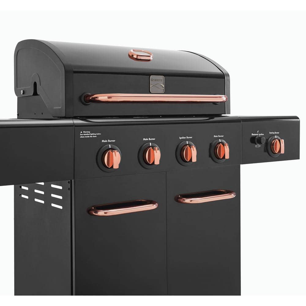 Kenmore Black and Copper 4-Burner Propane Gas Grill with Side Burner