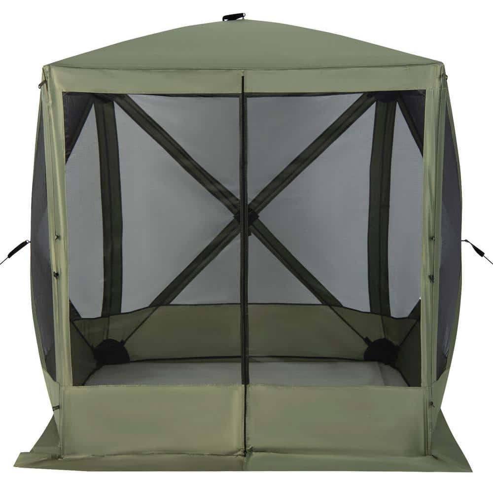 Green 6.7 ft x 6.7 ft Pop-Up Gazebo with Mesh Netting and Carry Bag