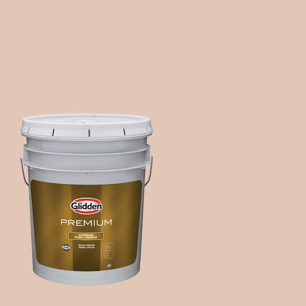 Glidden Premium 5 gal. PPG1071-3 Champagne Wishes Satin Exterior Latex Paint