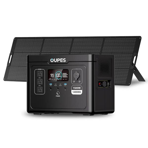 1500W/1488Wh Push Button Start Solar Generator Exodus 1500 with 240W Solar Panel for Outdoor Camping