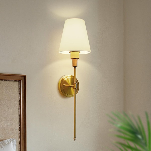 6 in. 1-Light Dimmable Rechargeable Gold Wall Sconce Wireless with Remote Control Wall Light for Living Room (2 Pack)