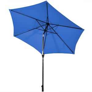 10 ft. Iron Market Tilt Patio Umbrella in Blue