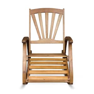 Sunview Teak Brown Wood Outdoor Patio Rocking Chair with Footrest
