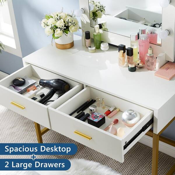 bedroom vanity table with lighted mirror