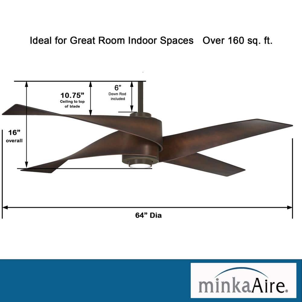 Artemis IV 64" Oil Rubbed Bronze Ceiling Fan with White Glass LED Light